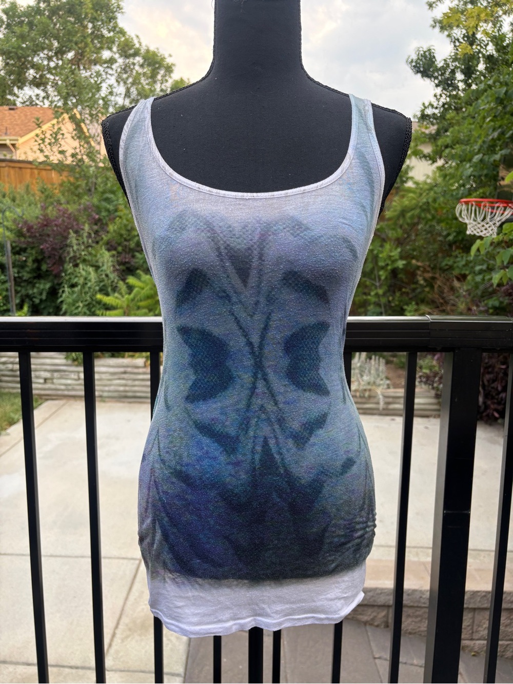 Guess by Marciano Blue Ombre Tank Top with White Hem